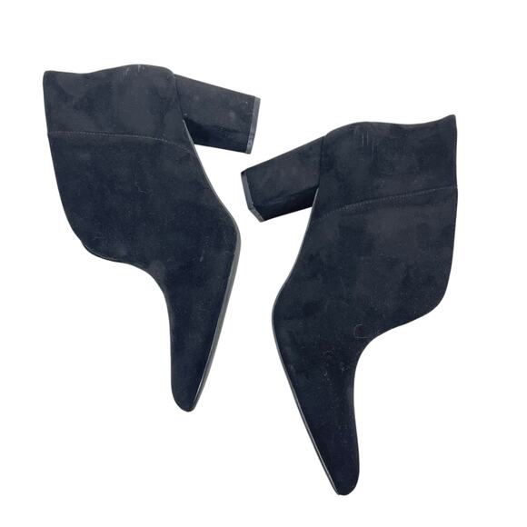 H by Halston Faux Suede Pointed Toe Block Heel Ankle Boots Black Size 7.5 - Picture 6 of 10